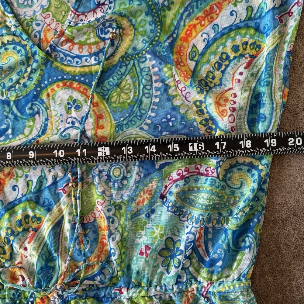 Lauren Ralph Lauren‎ Paisley Swim Cover Up Dress Blue Green Cinch Waist Resort S